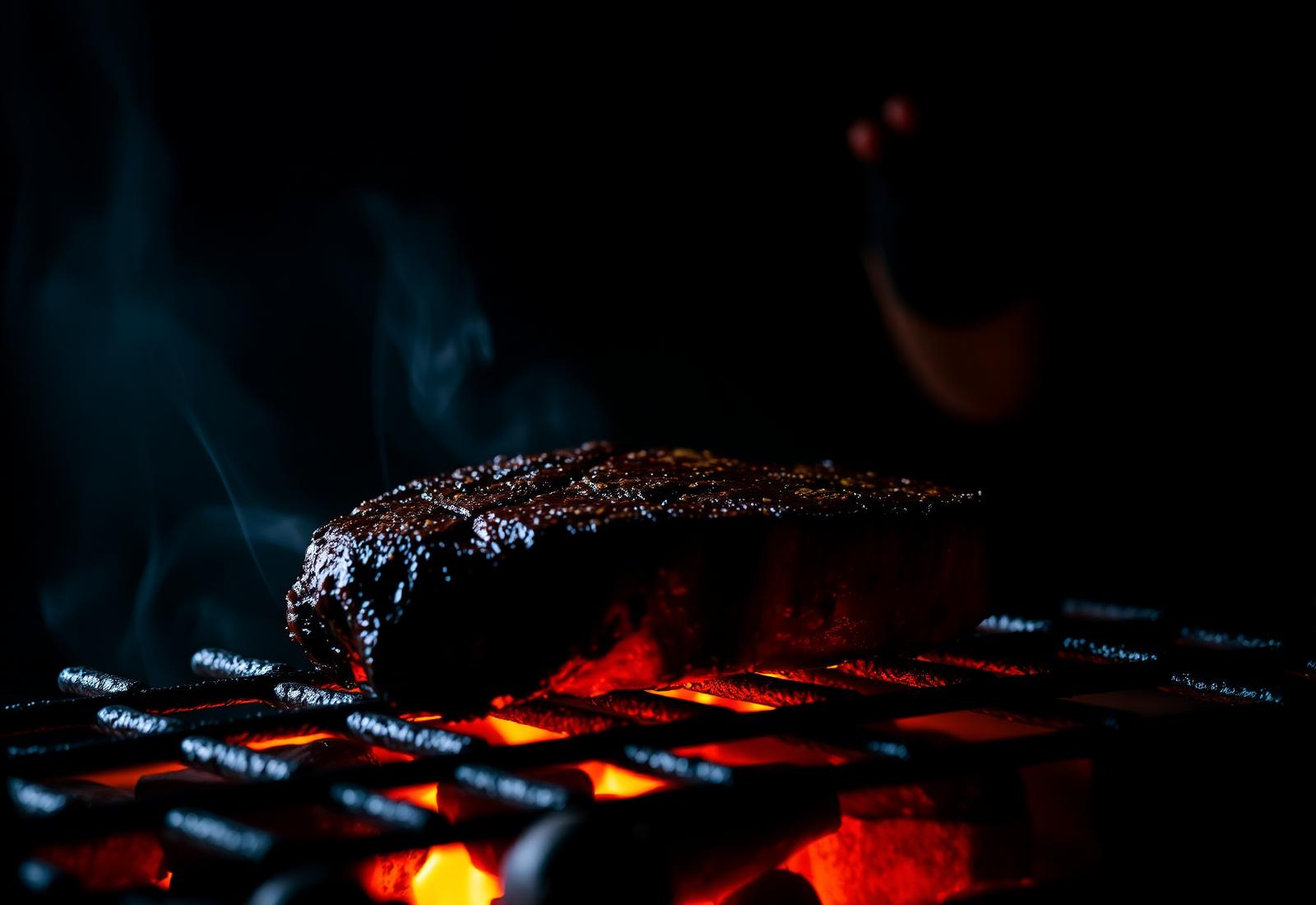 Fleisch über glühender Holzkohle